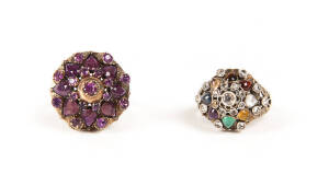 RINGS: Two stone set 14ct gold rings.