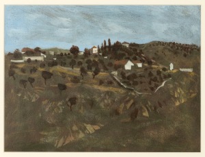 RAY AUSTIN CROOKE (1922-2015), Italian Village, gouache on paper, circa 1988, signed in pencil lower left, 22 x 30cm, 55.5 x 61cm overall.