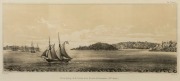 Romuald George MESNARD; Thierry Brothers & Leon Jean Baptiste SABATIER (lithoghraphers), Vue de Sydney et de l'entree de la Riviere de Paramatta (panorama in two sections), tinted lithographs, each appox. 17 x 42cm; framed together, 41 x 114cm. - 3