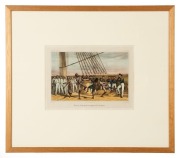 Louis-Jules MASSELOT (artist); Thomas Marie Auguste BLANCHARD (lithographer), Danse à cloche-pied des indigènes de l'ile de Paques, lithograph with hand colouring, being a plate from "Voyage autour du monde sur la frégate la Vénus, pendant les années 1836 - 2