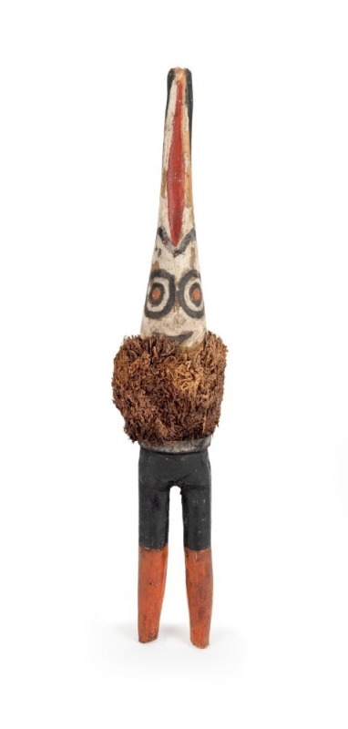 DUK DUK figure, carved wood and natural fibre with painted finish, New Ireland origin, 47cm high