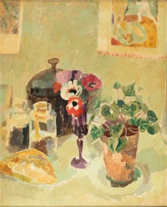 ELISABETH CUMMINGS (1934 - ) Still Life with Anenomes, oil on board, signed lower right "Cummings", titled verso, 71 x 57cm, 73 x 60cm overall