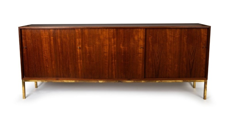 SCHULIM KRIMPER (attributed) vintage Australian blackbean sideboard on brass legs, mid 20th century, 92cm high, 230cm wide, 43cm deep