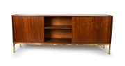 SCHULIM KRIMPER (attributed) vintage Australian blackbean sideboard on brass legs, mid 20th century, 92cm high, 230cm wide, 43cm deep - 2