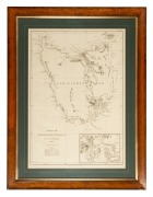 MATTHEW FLINDERS (1774 - 1814), Chart of Terra Australis: by M. Flinders, 1798-9, South Coast, Sheet VI, (with inset of approaches to Hobart Town), copper engraving, 1814, 66 x 46cm (image); framed88 x 67cm (overall). From Flinders' A Voyage to Terra Aus - 2