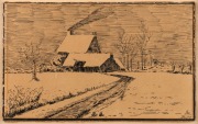 A SKETCH BY MONASH - NORTHERN FRANCE, 1917 John Monash (1865 - 1931), Untitled sketch in Northern France, pen and ink on card, initialled "JM" and dated Dec/17 at lower right, 12 x 19cm; framed 27 x 33cm overall.
