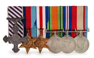 THE DFC GVI GROUP OF SIX MEDALS TO FLYING OFFICER VICTOR CLARENCE GRIMMETT The group consists of the Distinguished Flying Cross / 1939-45 Star (with Bomber Command clasp) / France & Germany Star / Defence Medal / War Medal 1939 - 45 / Australian Service M