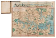 HIGINBOTHAM & ROBINSON, "MAP OF PORT JACKSON, &c. 1893." gilt lettering to the front cover of a small leather folder containing three colour lithographed charts, all sectioned and laid-down on linen: 1: Port Jackson & Middle Harbour also Parramatta & Lane - 2