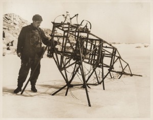 THE B.A.N.Z. ANTARCTIC EXPEDITION:Official original photograph by Captain Frank Hurley:Image B25 - Title: First Antarctic Aeroplane,with official "MAWSON ANTARCTIC EXPEDITION" handstamp and release date "TUESDAY JUN. 2, 1931" verso, together with the offi