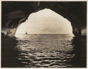 THE B.A.N.Z. ANTARCTIC EXPEDITION: Official original photograph by Captain Frank Hurley: Image B30 - Title: Portal in an Iceberg, with official "MAWSON ANTARCTIC EXPEDITION" handstamp and release date "TUESDAY MAY 19, 1931" verso, together with the offici