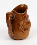 BENDIGO POTTERY brown glazed face jug, circular factory mark "Bendigo Pottery", ​​​​​​​14cm high - 3