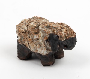 STANISLAV HALPERN pottery sheep statue, 3cm high, 6cm long