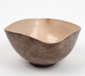 KLYTIE PATE square form pottery bowl, incised "Klytie Pate", 10.5cm high