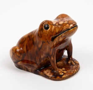 BENDIGO pottery brown glazed frog, 15cm high