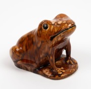 BENDIGO pottery brown glazed frog, 15cm high