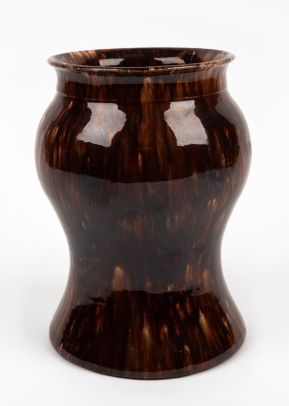 JOHN CAMPBELL pottery vase with mottled brown glaze, incised "John Campbell, 1933", 20cm high