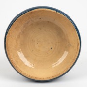 MERRIC BOYD blue glazed pottery bowl, incised&nbsp;"Boyd, '21",&nbsp;with gum leaf mark, 5cm high,&nbsp;17cm diameter - 3
