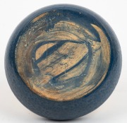 MERRIC BOYD blue glazed pottery bowl, incised&nbsp;"Boyd, '21",&nbsp;with gum leaf mark, 5cm high,&nbsp;17cm diameter - 4