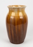 JOHN CAMPBELL brown and cream pottery vase with yellow highlights, incised "John Campbell, Tasmania", 27cm high - 2