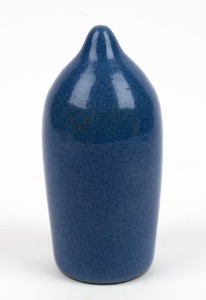 ALLAN LOWE blue glazed pottery sugar caster, incised "Allan Lowe", 17cm high