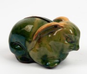 BOSLEY green glazed pottery rabbit money box, 6.5cm high, 11cm wide - 2