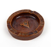 "VIT CLAY PIPES, FIT AND FORGET" brown glazed pottery ashtray, 13.5cm wide - 2