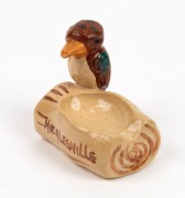MERRIC BOYD (attributed) "Souvenir of&nbsp;Healesville" pottery kookaburra cigarette holder, incised "Hand Made", ​​​​​​​6cm high, 6cm wide - 2
