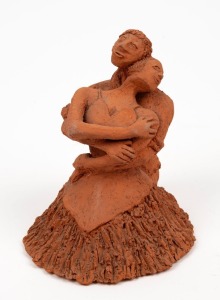 ROBERT LANGLEY terracotta figure group of a couple, 17cm high