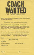 BASEBALL: 1966-67 baseball programmes for games at Norwood Oval - teams Norwood Redsox, Sturt Tigers, Woodville Magpies & Goodwood Indians; also flyer "COACH WANTED" for Marion Baseball Club. - 2
