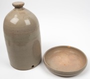 W. C. BENNETT, MAGILL POTTERY, one gallon bird feeder and dish, impressed with oval factory mark, ​​​​​​​35cm high - 2