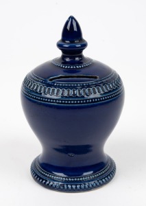 FOWLER rare blue glazed pottery money box, ​​​​​​​14.5cm high