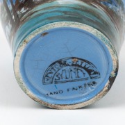 NEWTONE POTTERY vase with hand-painted landscape on blue ground, attributed to Daisy Merton, stamped "Newtone Pottery, Sydney, Hand Painted", 10.5cm high - 3