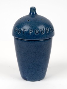 HAROLD SWANSON blue glazed pottery pot pourri vase, incised "Swanson, 1924", 17.5cm high
