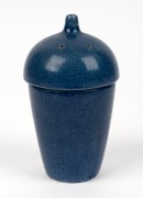 HAROLD SWANSON blue glazed pottery pot pourri vase, incised "Swanson, 1924", ​​​​​​​17.5cm high - 2