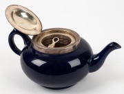 ROBUR teapot, rare porcelain example with silver plated mounts, black factory mark to base, 13c high, 27cm wide - 2