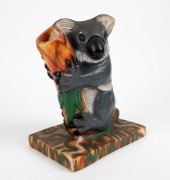 BENDIGO POTTERY fired plaster koala vase with hand-painted finish, circa 1930s, 26cm high - 2