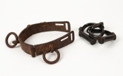 Antique No. 36 handcuffs (no key); together with a relic condition iron collar, 19th century, (2 items),