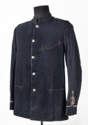 VICTORIAN POLICE wool tunic with Queen Victoria crown and cypher buttons, metal trim and silk embroidered collar. Believed to be Inspector of Police rank, late 19th century.