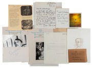 AUSTRALIAN ARTISTS: Various signed letters, photos, catalogues & brochures, incl. HANS HEYSEN one page letter dated July 1959; a LOUIS KAHAN signed etching plus extra signature on piece; a JOHN PERCIVAL signed letter dated June 1985; a DAVID BOYD signed c