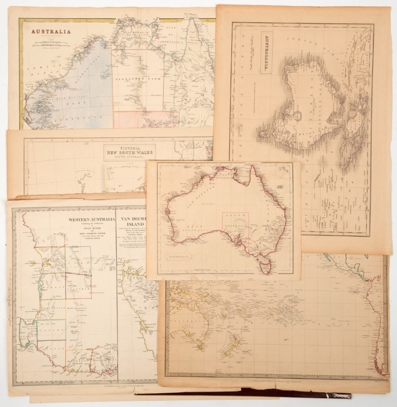 Various 19th Century maps of Australia; all different, mixed condition and sizes. (9).