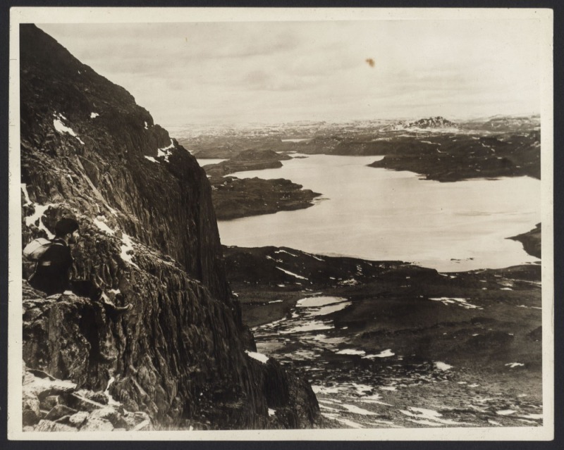 THE B.A.N.Z. ANTARCTIC EXPEDITION:Official original photograph by Captain Frank Hurley:Image A7 - Title: The lonely solitude of Kerguelen,with official "MAWSON ANTARCTIC EXPEDITION" handstamp and release date "THURSDAY FEB.13, 1930" verso, together with t