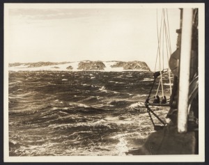 THE B.A.N.Z. ANTARCTIC EXPEDITION: Official original photograph by Captain Frank Hurley: Image B28 - Title: The Windiest Spot on Earth, with official "MAWSON ANTARCTIC EXPEDITION" handstamp and release date "TUESDAY JUN. 2, 1931" verso, together with the 