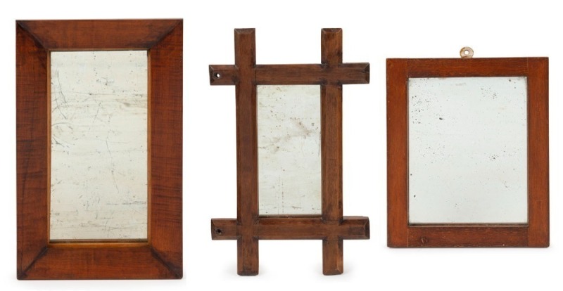 Three assorted Australian timber framed mirrors, including cedar and blackwood, 19th/20th century, ​​​​​​​the largest 40 x 24cm overall