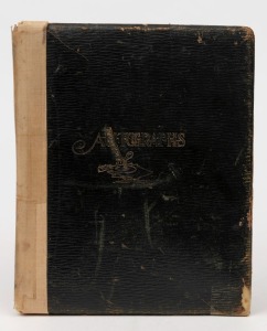 AUTOGRAPH ALBUM. Black leather bound album with numerous hand-written and poems and dedication, plus several attractive illustration