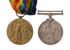 PAIR TO AN AUSTRALIAN: 1914-18 British War Medal and 1919 Victory Medal, both named to 5829 PTE. J.A. HERRINGTON. 23 - BN. A.I.F. (2 medals). James Arthur HERRINGTON was with the 23rd Australian Infantry Battalion.