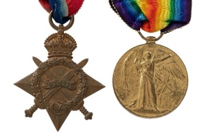 PAIR TO AN AUSTRALIAN: 1914-19 Victory Medal and 1914-15 Star, both named to 1120 PTE. L. BEGGS. 22 - BN. A.I.F. (2 medals). Leonard BEGGS was with the 22nd Australian Infantry Battalion. The 22nd Battalion was raised at Broadmeadows north of Melbourne, 