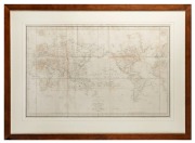 [WORLD MAP], "Mappe Monde ou Carte Reduite Des Parties Connues Du Globe Pour servir au Voyage de La Perouse …. 1785, 85, 87 et 88.", copper plate engraving, 1790, 59 x 93cm; framed 88 x 121cm overall.