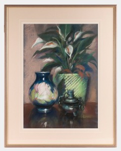 CHARLOTTE NEWMANN (active 1970s - 2000s), Still life with Arrum Lilies, 1992, pastel, signed lower right, 72 x 50cm; framed 95 x 75cm overall.