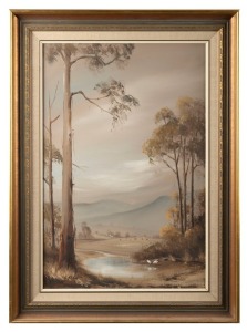 PETER J. HILL (b.1953), Landscape with ibises, oil on board, signed lower left, 76 x 51cm; framed 95 x 70cm overall.