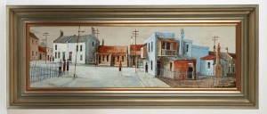 RIC ELLIOT (1933-1995), Paddington, oil on board, signed left "Ric Elliot", titled verso, 27 x 91cm, 45 x 108cm overall